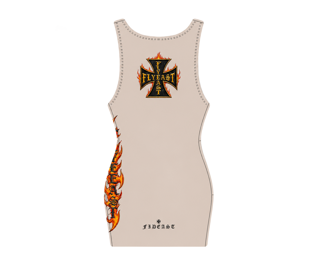 FlyEast Beige Cross Fire Dress